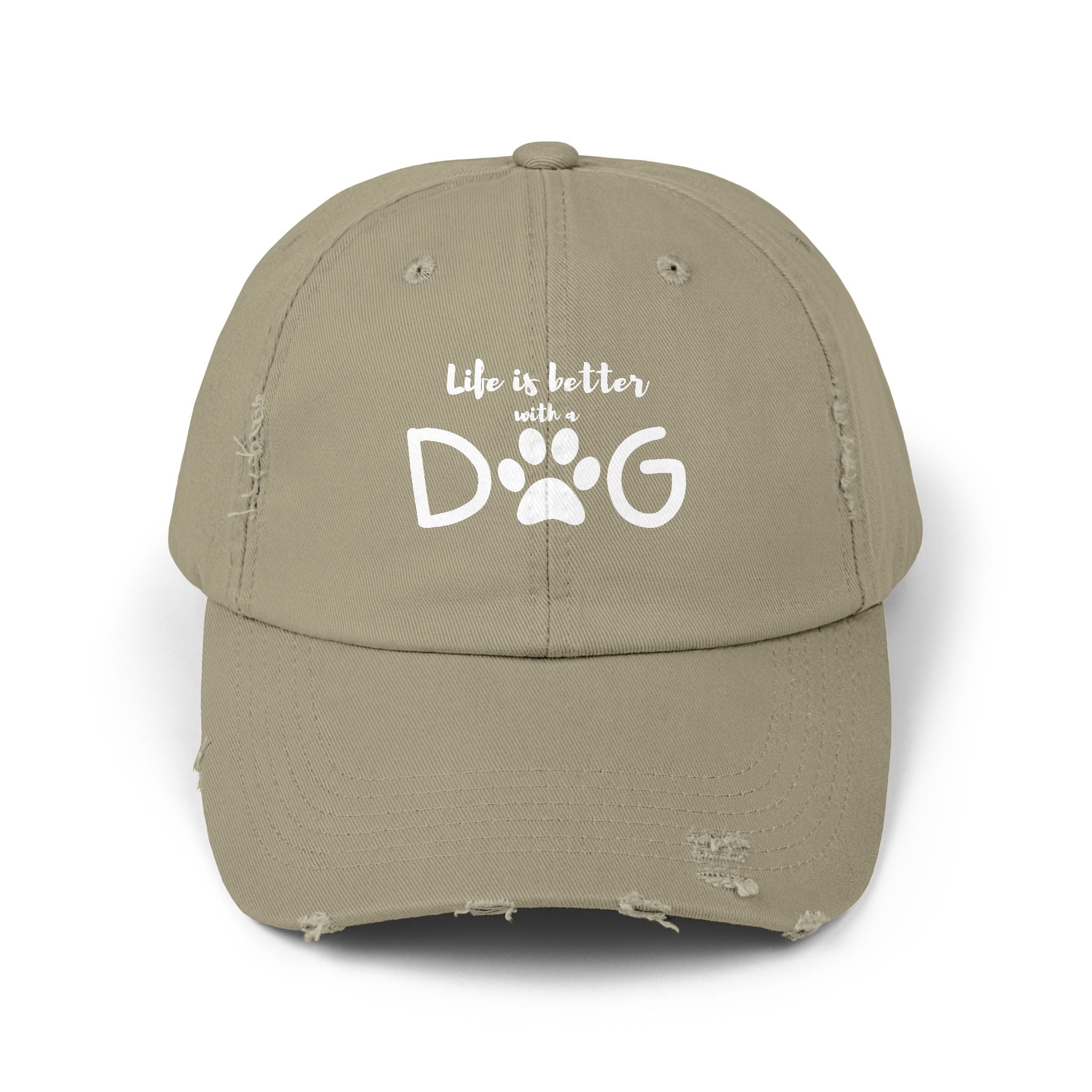 Life is Better DOG cap | Paw Print Baseball Hat | Distressed Dog Lover Hat