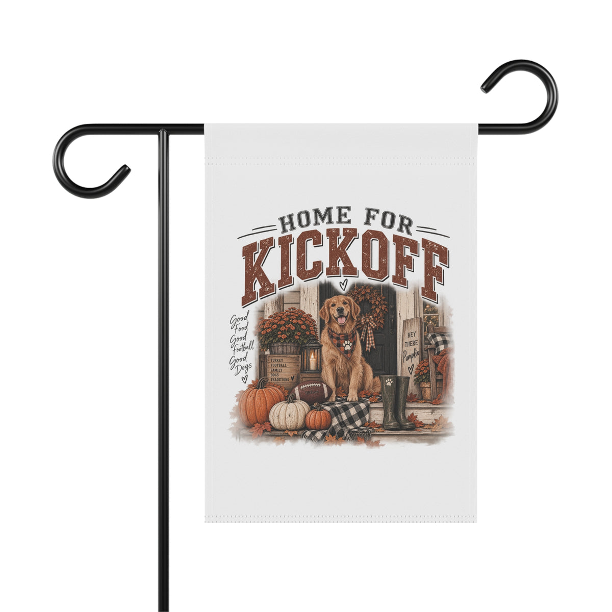 Home for Kickoff Garden Flag, Fall Football Decor, Dog Lover Outdoor Flag