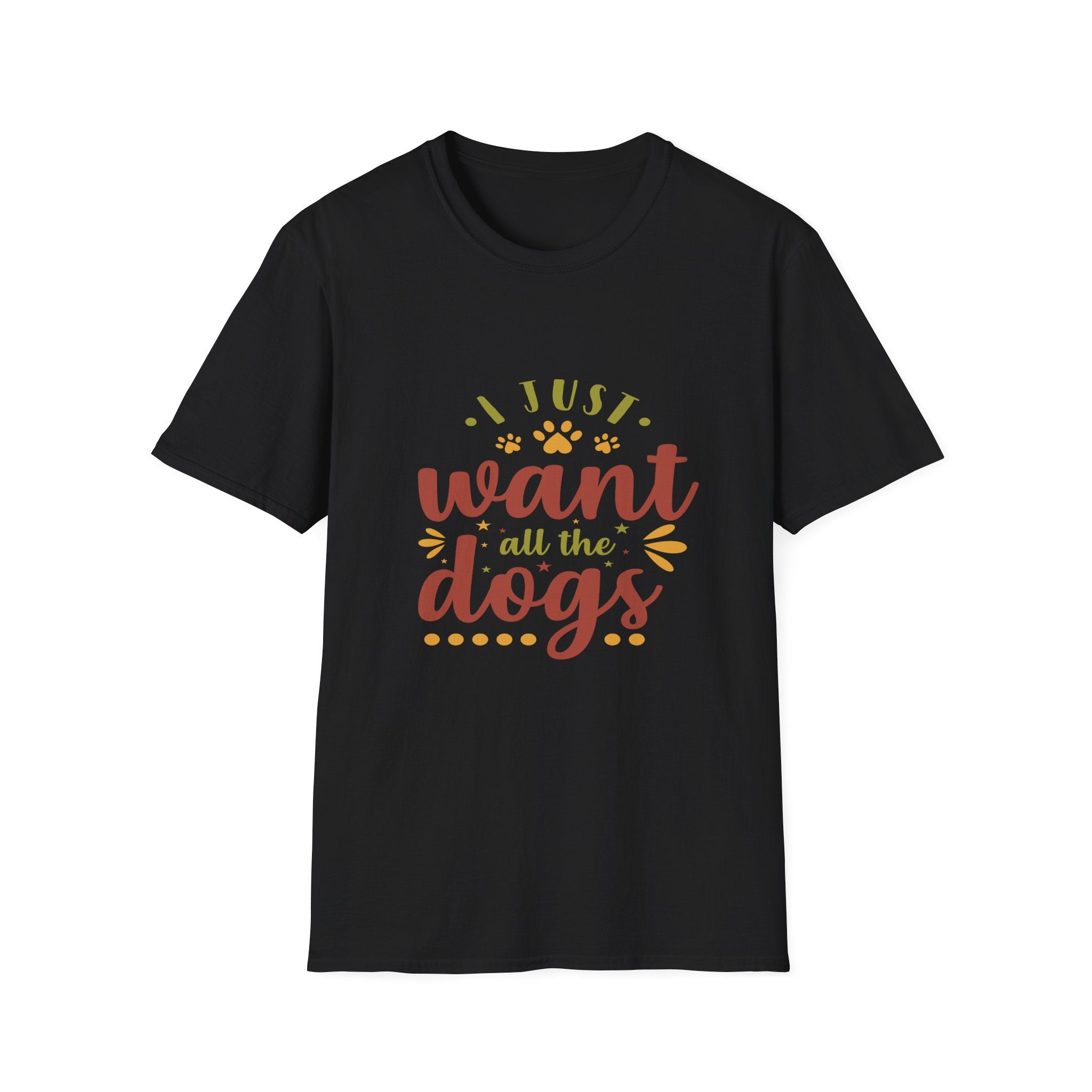 I Just Want All The Dogs T-Shirt | Dog Lover Tee, Paw Print Design