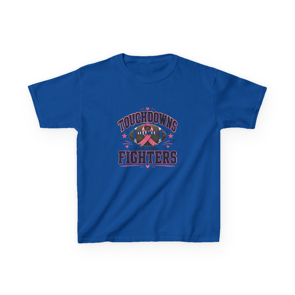 Kids Pink Out Football Shirt | Touchdowns for the Fighters Youth Tee | Breast Cancer Awareness Football Shirt | Pink Ribbon Game Day Tee