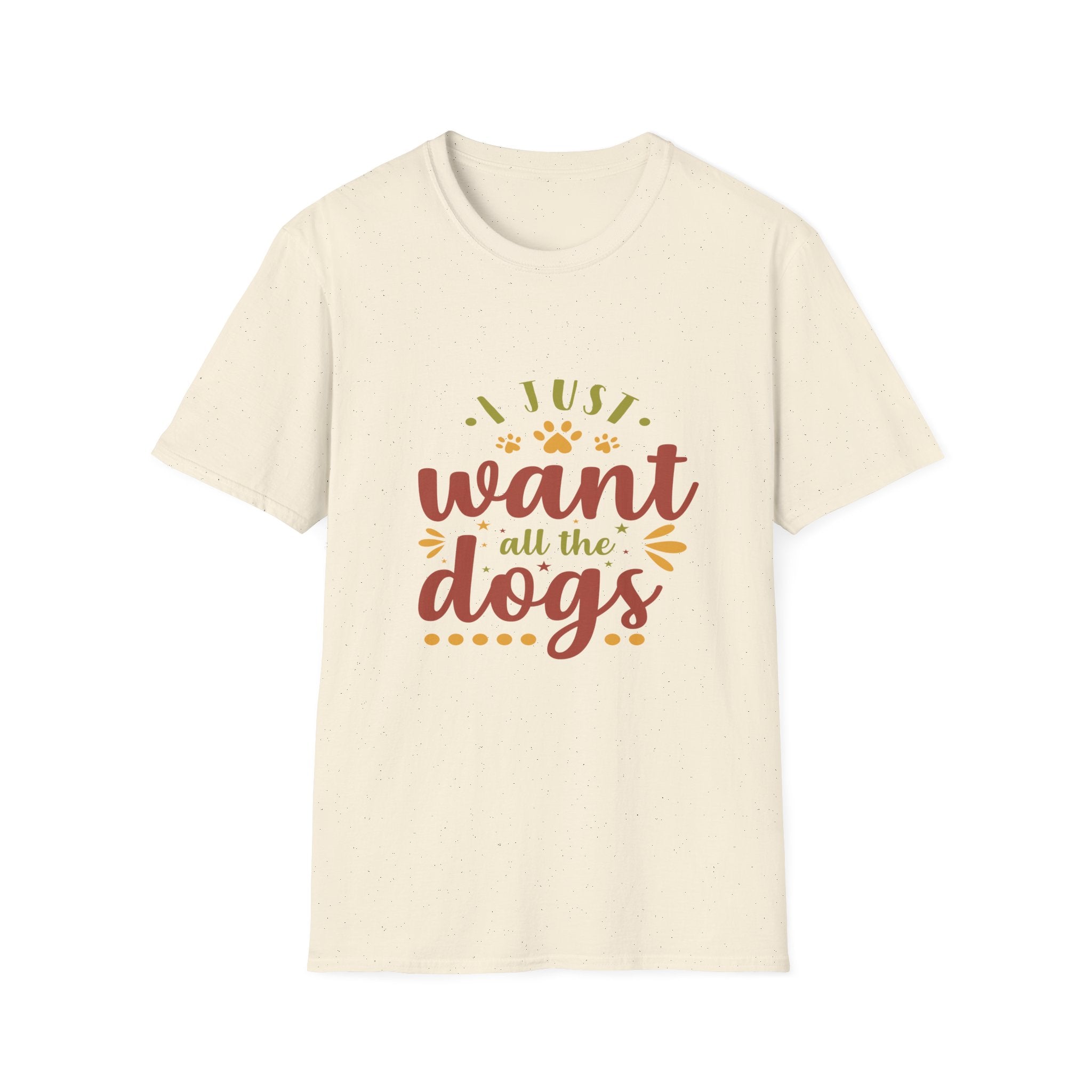 I Just Want All The Dogs T-Shirt | Dog Lover Tee, Paw Print Design