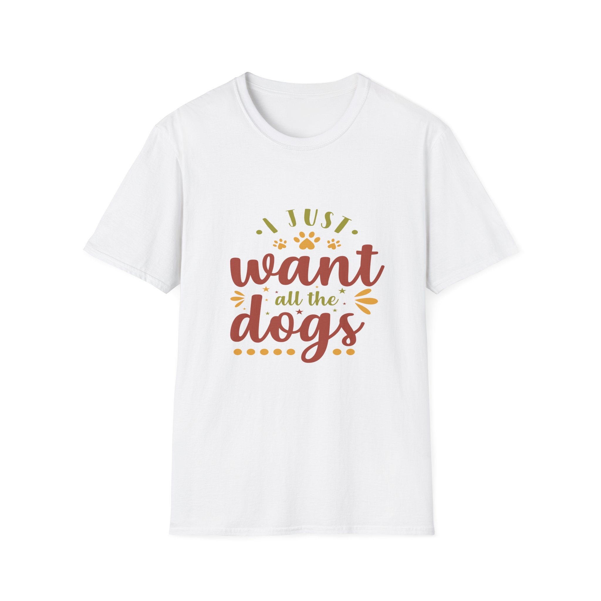 I Just Want All The Dogs T-Shirt | Dog Lover Tee, Paw Print Design