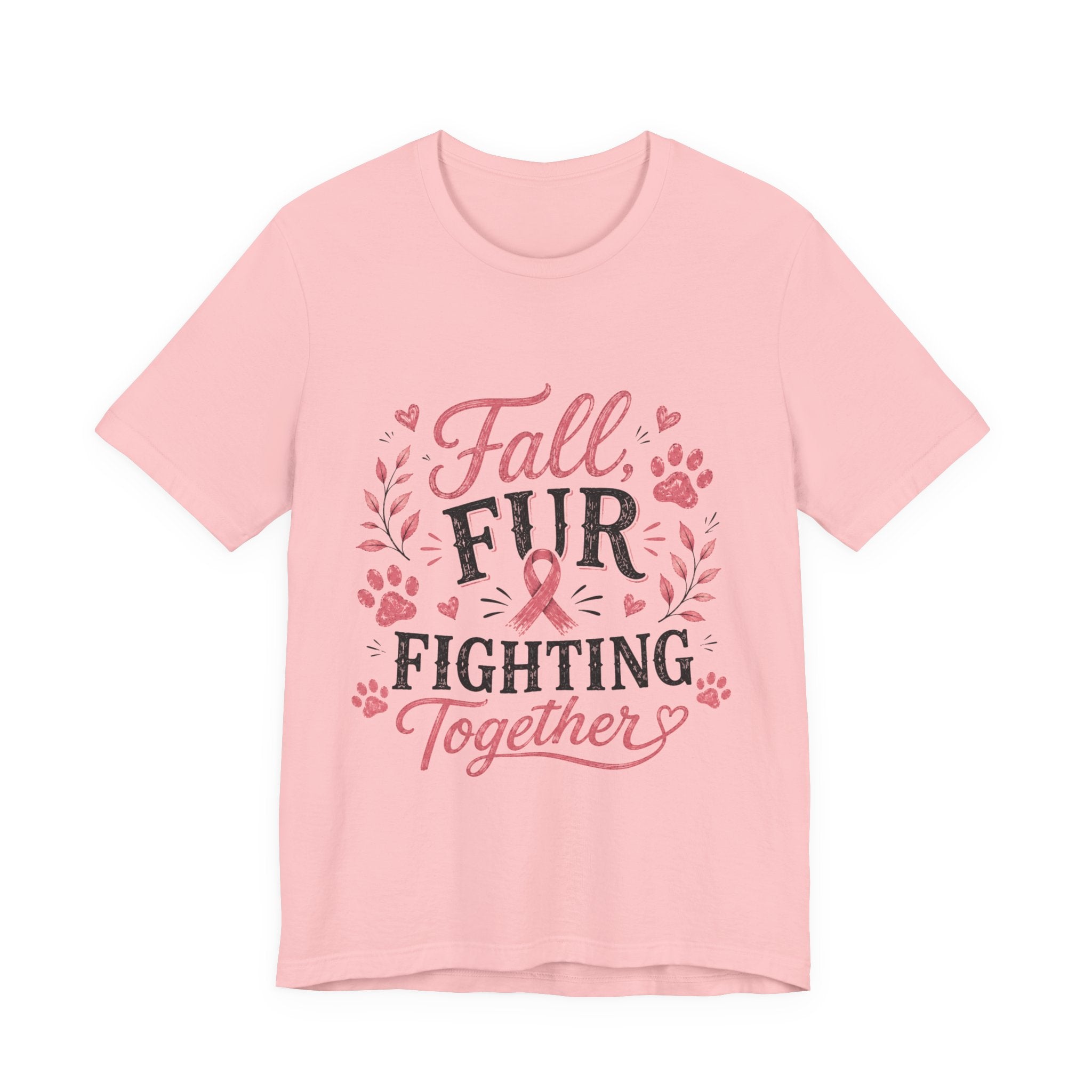 Breast Cancer Awareness Dog Shirt, Fall Fur Fighting Together Tee, Pink Ribbon Dog Mom Shirt, Breast Cancer Walk Shirt, Gift for Dog Lover