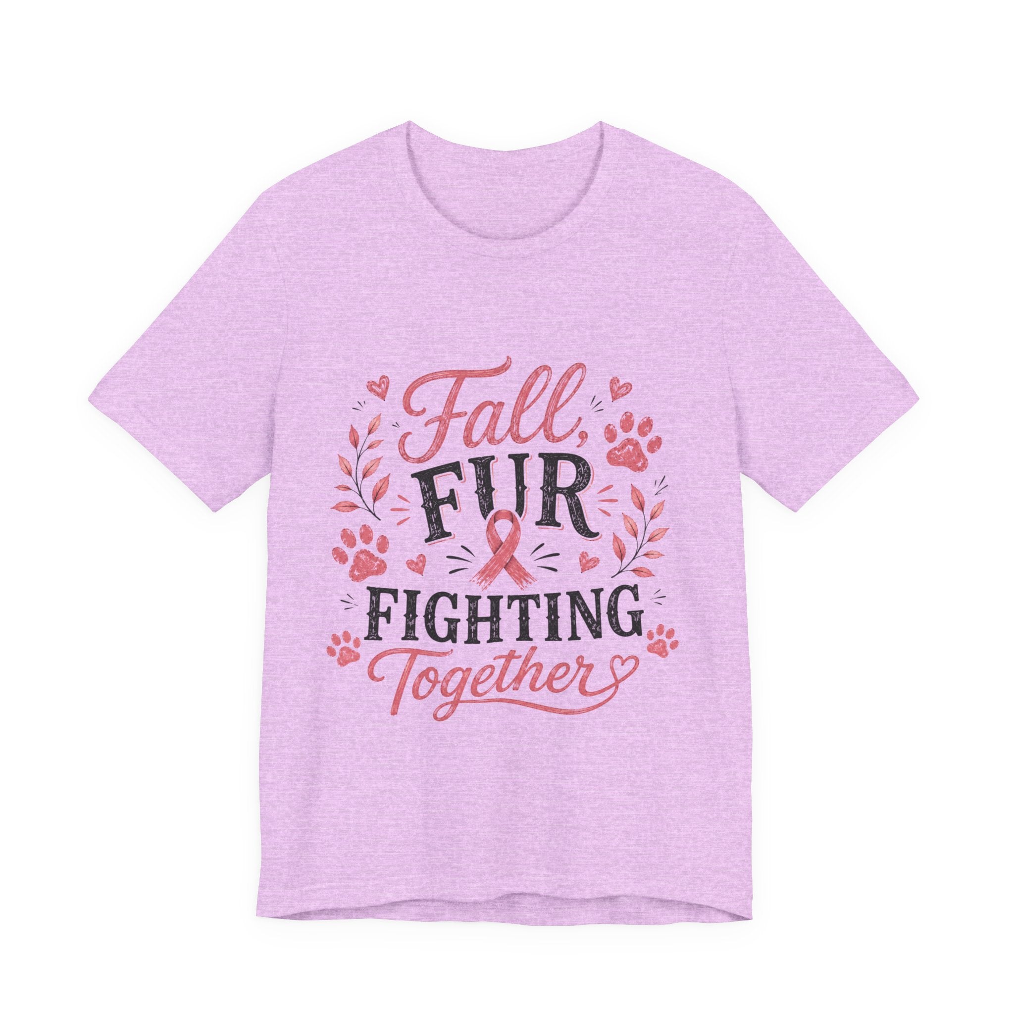 Breast Cancer Awareness Dog Shirt, Fall Fur Fighting Together Tee, Pink Ribbon Dog Mom Shirt, Breast Cancer Walk Shirt, Gift for Dog Lover