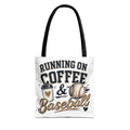 Running on Coffee & Baseball Tote Bag