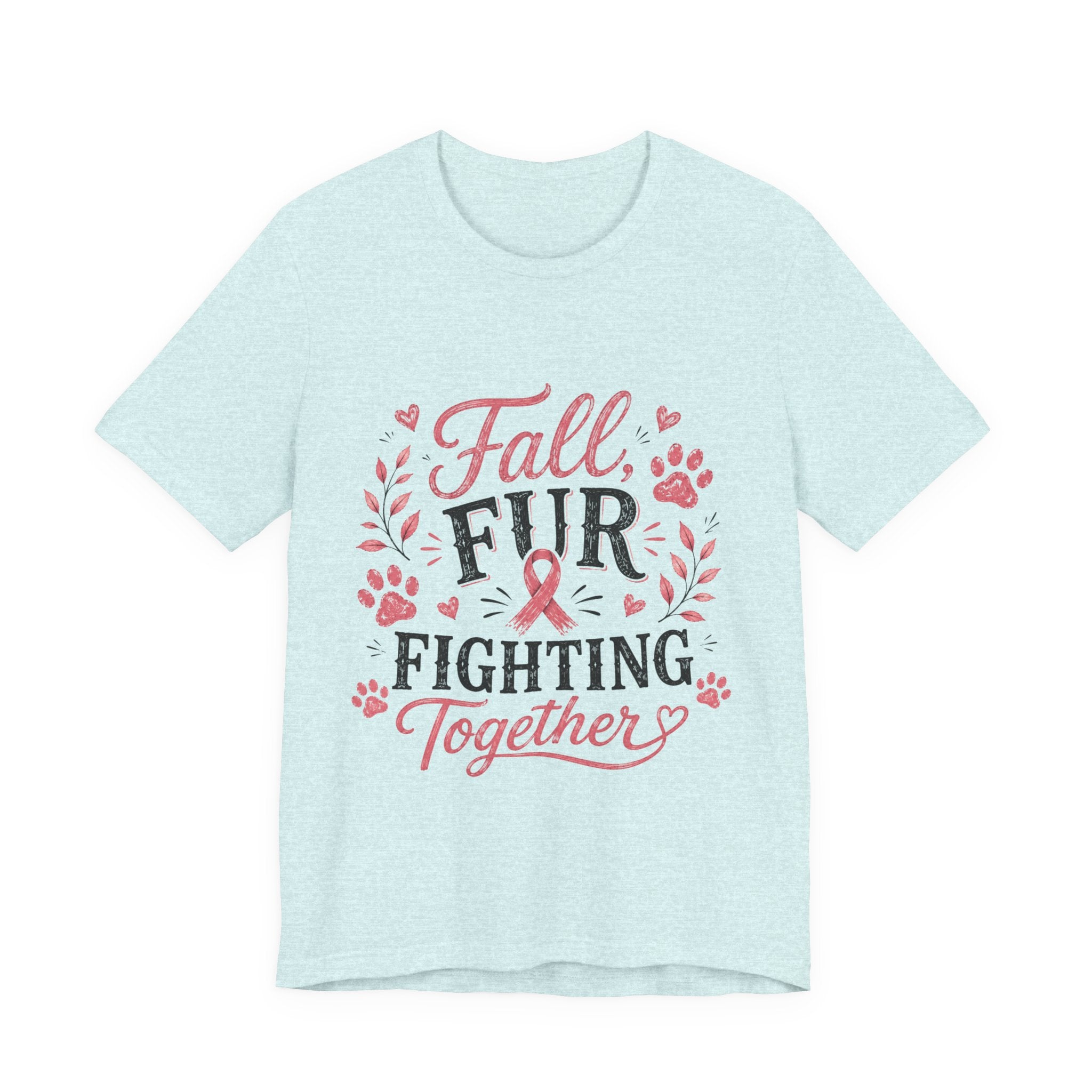 Breast Cancer Awareness Dog Shirt, Fall Fur Fighting Together Tee, Pink Ribbon Dog Mom Shirt, Breast Cancer Walk Shirt, Gift for Dog Lover