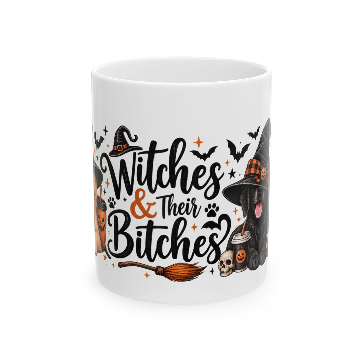 Witches & Their Bitches Mug, Halloween Dog Mom Coffee Mug, Funny Witch Mug, Spooky Season Mug, Dog Lover Gift, 11oz Ceramic Mug