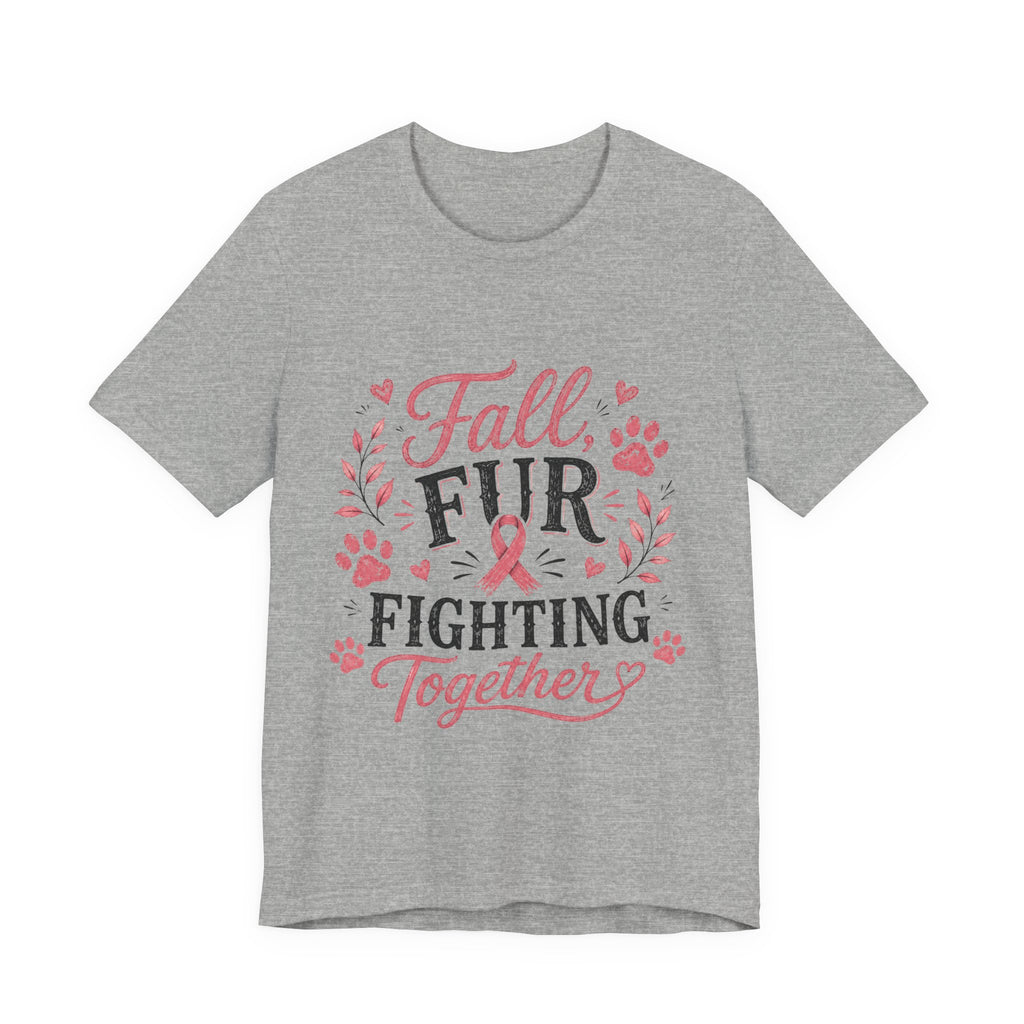 Breast Cancer Awareness Dog Shirt, Fall Fur Fighting Together Tee, Pink Ribbon Dog Mom Shirt, Breast Cancer Walk Shirt, Gift for Dog Lover