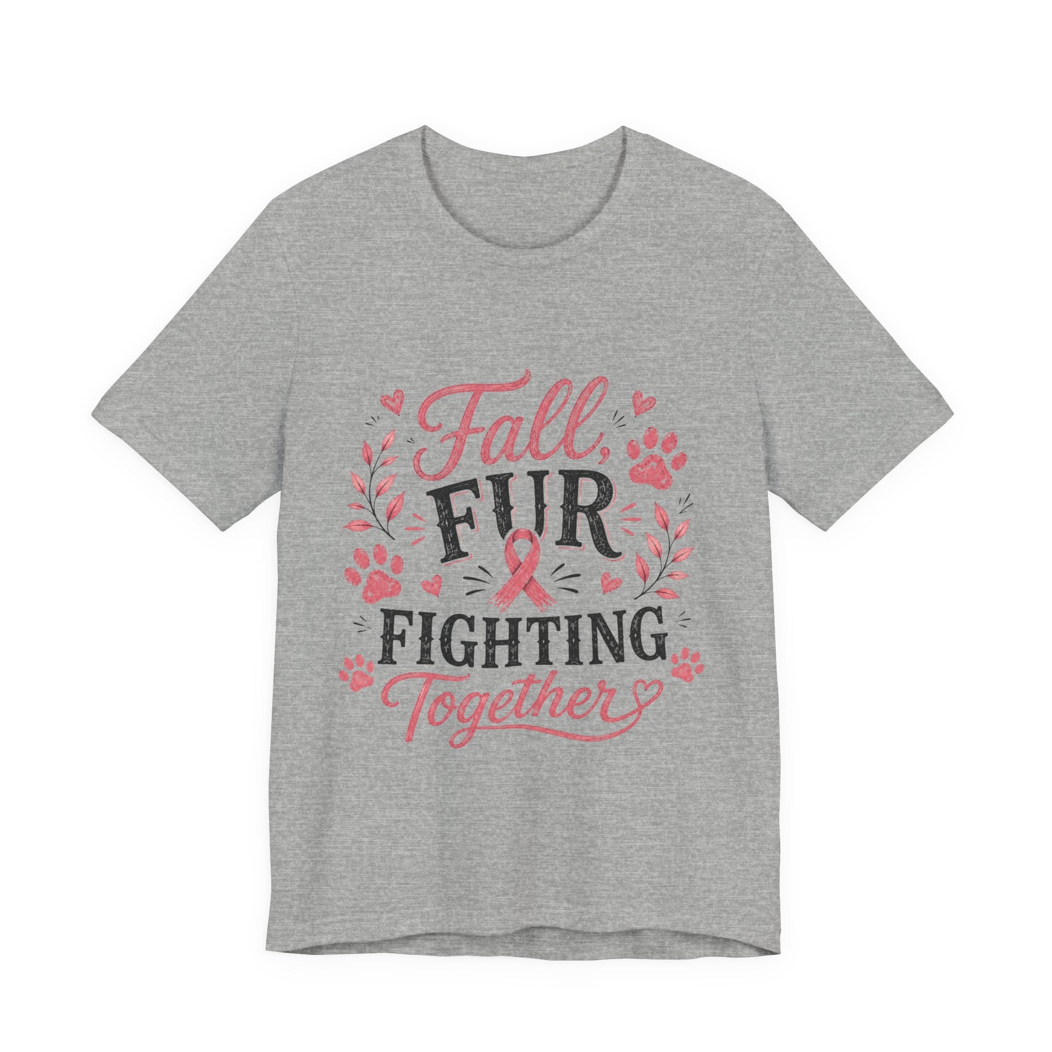 Breast Cancer Awareness Dog Shirt, Fall Fur Fighting Together Tee, Pink Ribbon Dog Mom Shirt, Breast Cancer Walk Shirt, Gift for Dog Lover