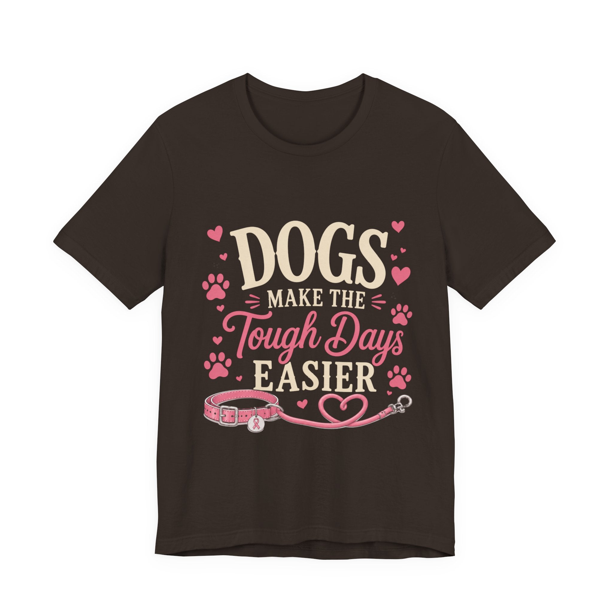 Dogs Make the Tough Days Easier Shirt | Breast Cancer Awareness Shirt | Dog Lover Pink Ribbon Tee | Breast Cancer Support Gift