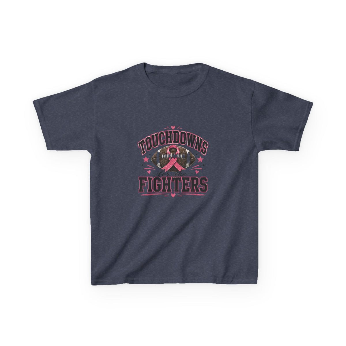 Kids Pink Out Football Shirt | Touchdowns for the Fighters Youth Tee | Breast Cancer Awareness Football Shirt | Pink Ribbon Game Day Tee