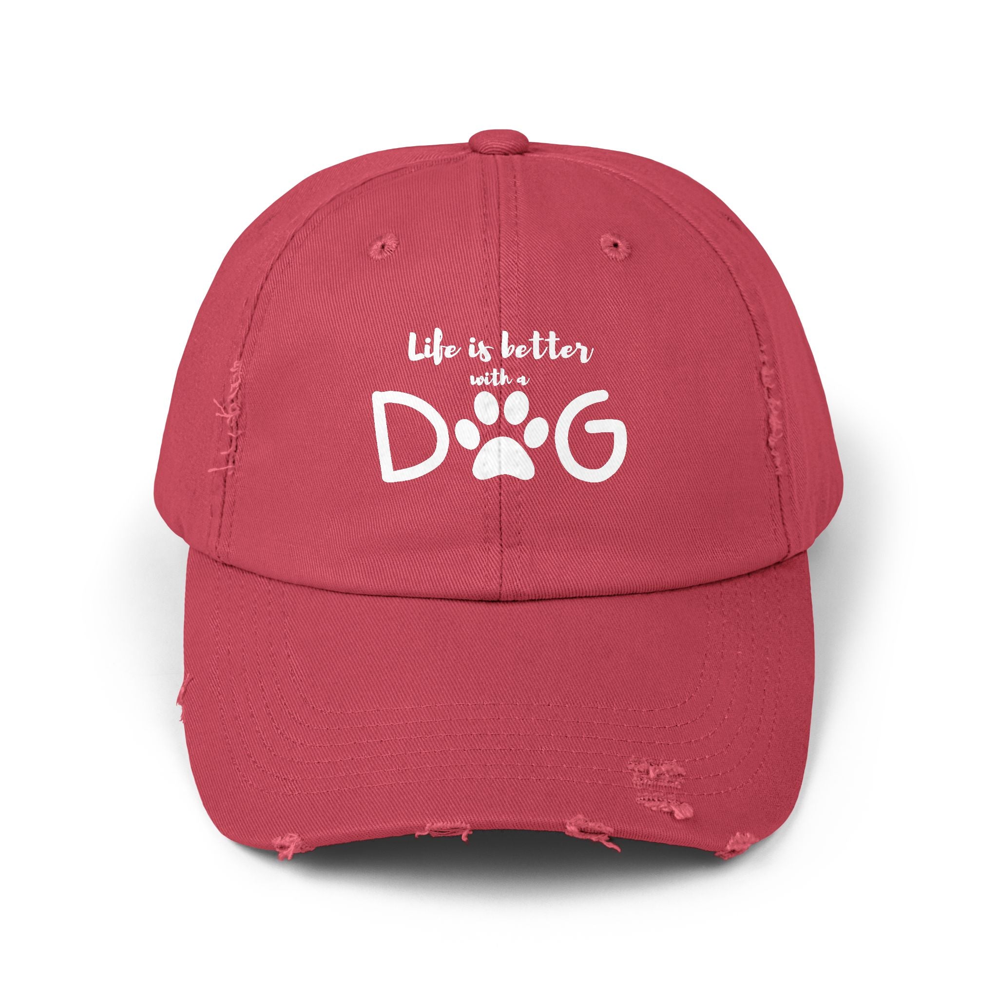 Life is Better DOG cap | Paw Print Baseball Hat | Distressed Dog Lover Hat