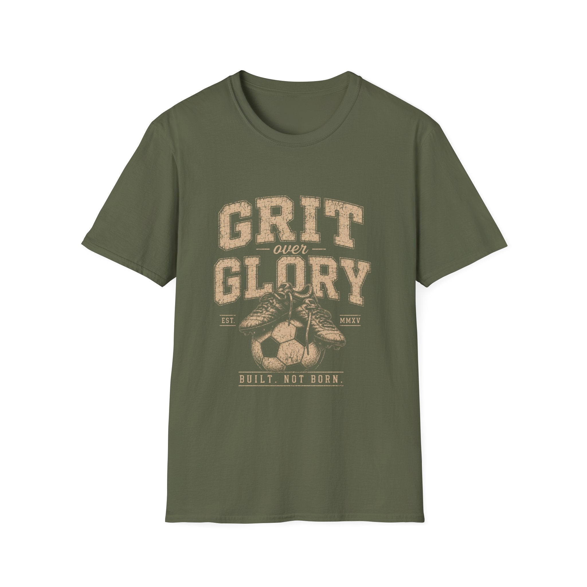 Grit Over Glory Soccer Shirt | Vintage Soccer Graphic Tee | Motivational Athlete T-Shirt | Soccer Player Gift | Championship Mindset Shirt