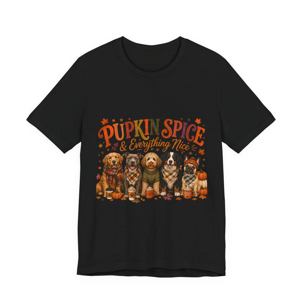 Pumpkin Spice & Everything Nice Dog Mom Shirt | Fall Dog Lover Tee | Cute Autumn Puppy Graphic T-Shirt | Cozy Dog Mom Gift