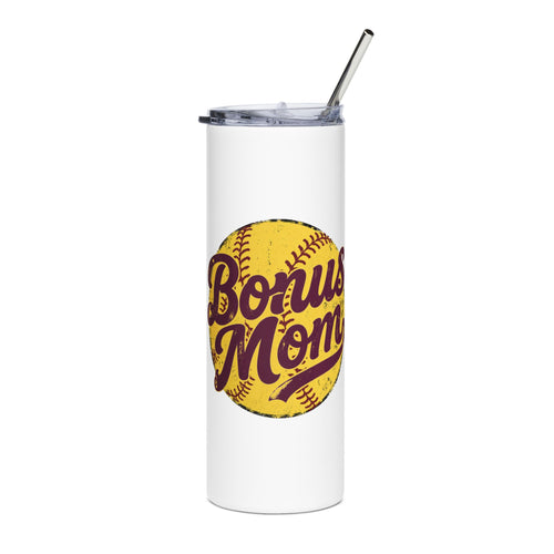 Bonus Mom Softball Logo Tumbler | 20oz Stainless Steel