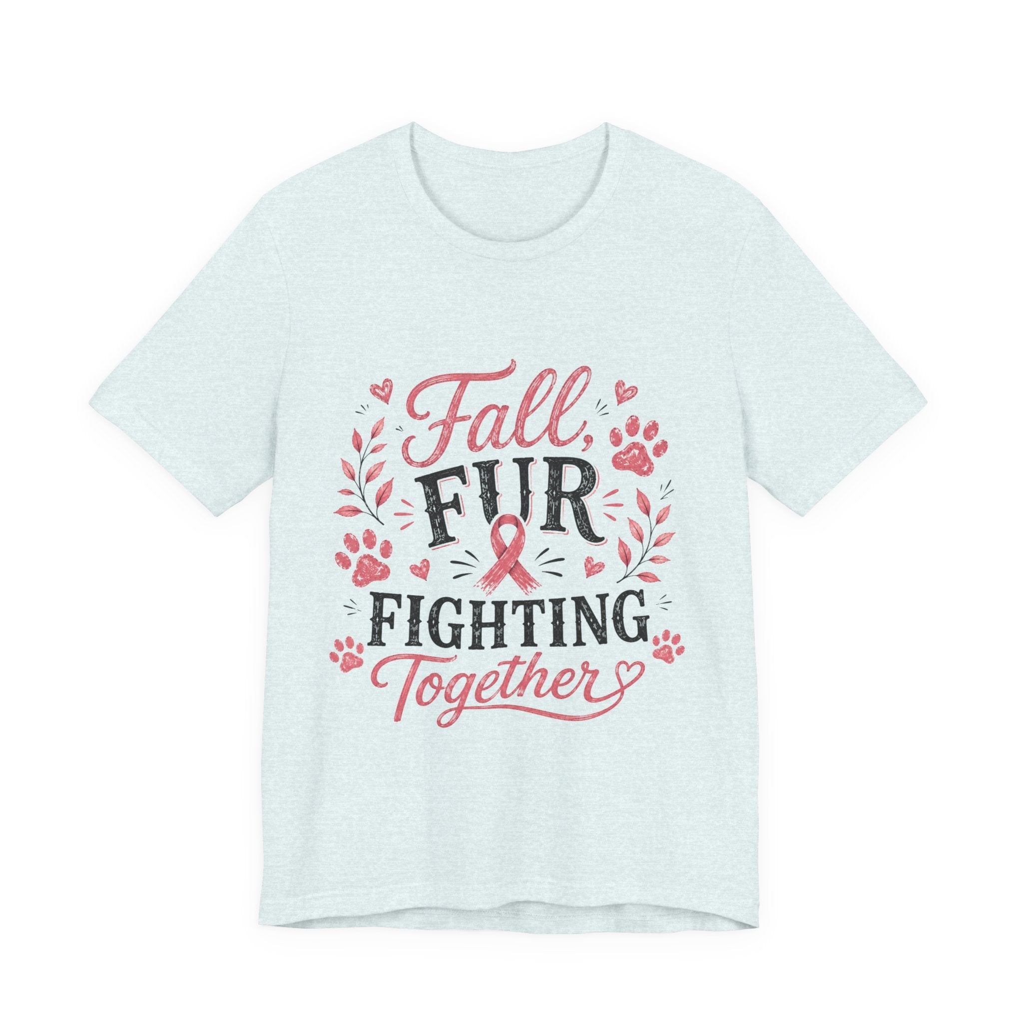 Breast Cancer Awareness Dog Shirt, Fall Fur Fighting Together Tee, Pink Ribbon Dog Mom Shirt, Breast Cancer Walk Shirt, Gift for Dog Lover