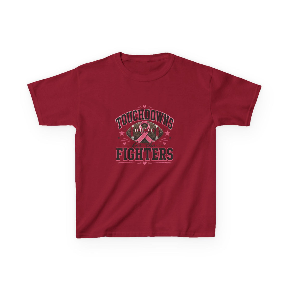 Kids Pink Out Football Shirt | Touchdowns for the Fighters Youth Tee | Breast Cancer Awareness Football Shirt | Pink Ribbon Game Day Tee