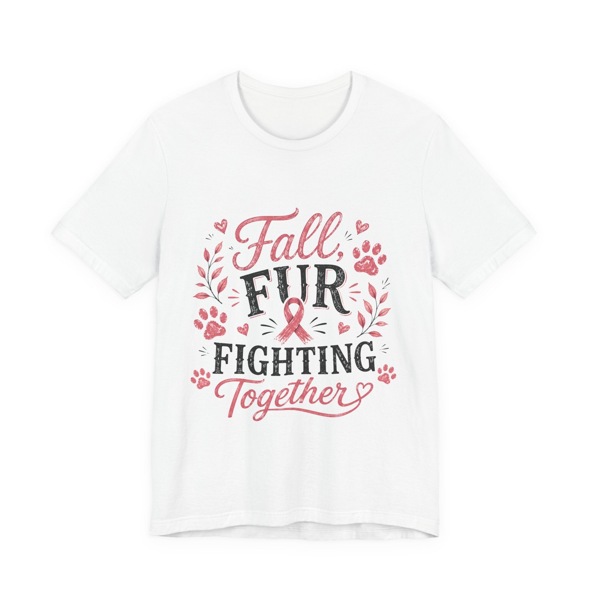 Breast Cancer Awareness Dog Shirt, Fall Fur Fighting Together Tee, Pink Ribbon Dog Mom Shirt, Breast Cancer Walk Shirt, Gift for Dog Lover