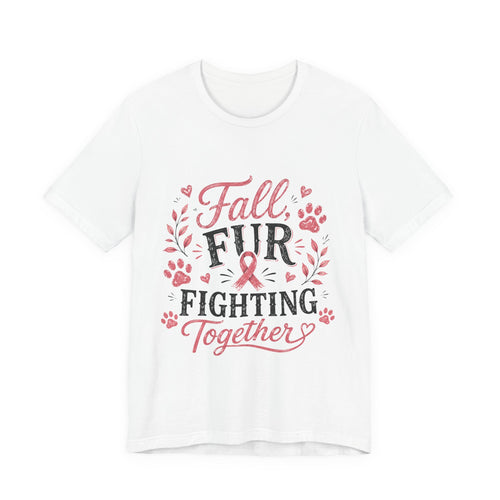 Breast Cancer Awareness Dog Shirt, Fall Fur Fighting Together Tee, Pink Ribbon Dog Mom Shirt, Breast Cancer Walk Shirt, Gift for Dog Lover