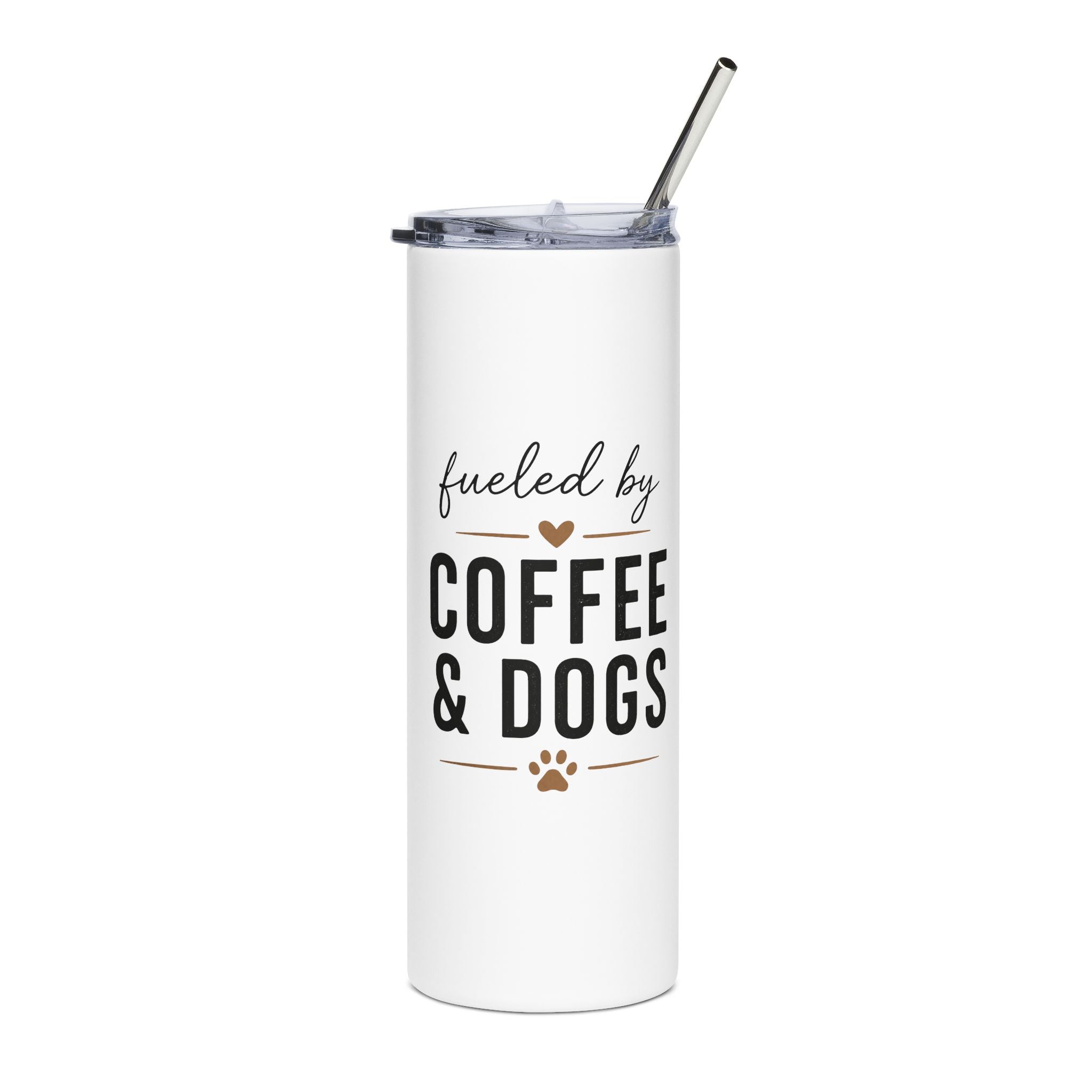 Coffee & Dogs Stainless Steel Tumbler 20oz | Dog Lover Coffee Cup