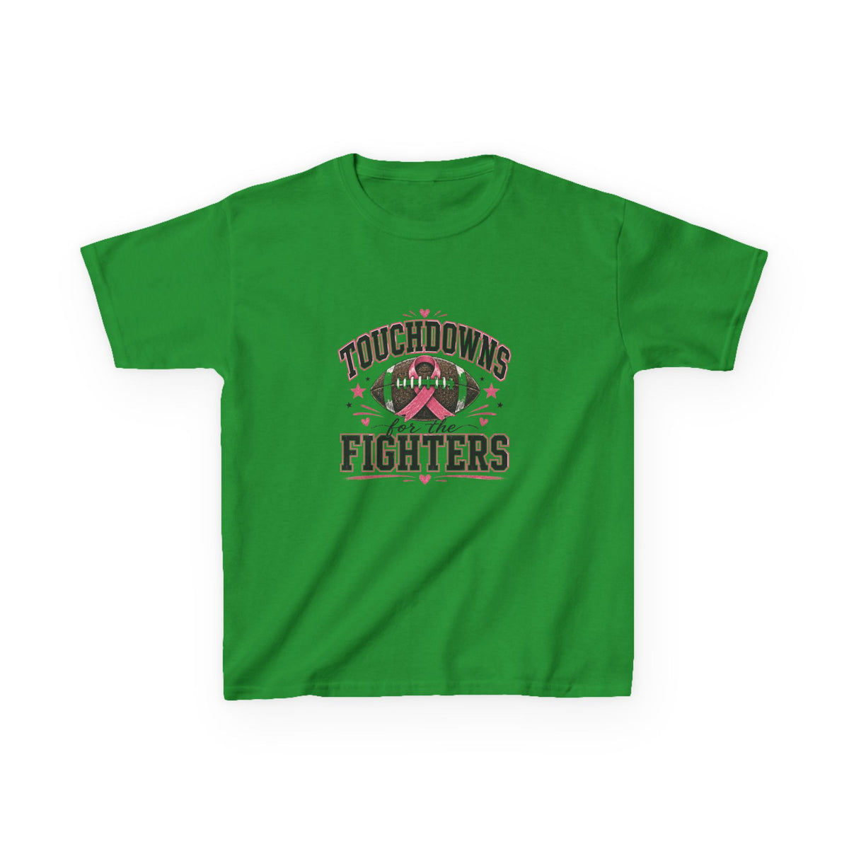 Kids Pink Out Football Shirt | Touchdowns for the Fighters Youth Tee | Breast Cancer Awareness Football Shirt | Pink Ribbon Game Day Tee