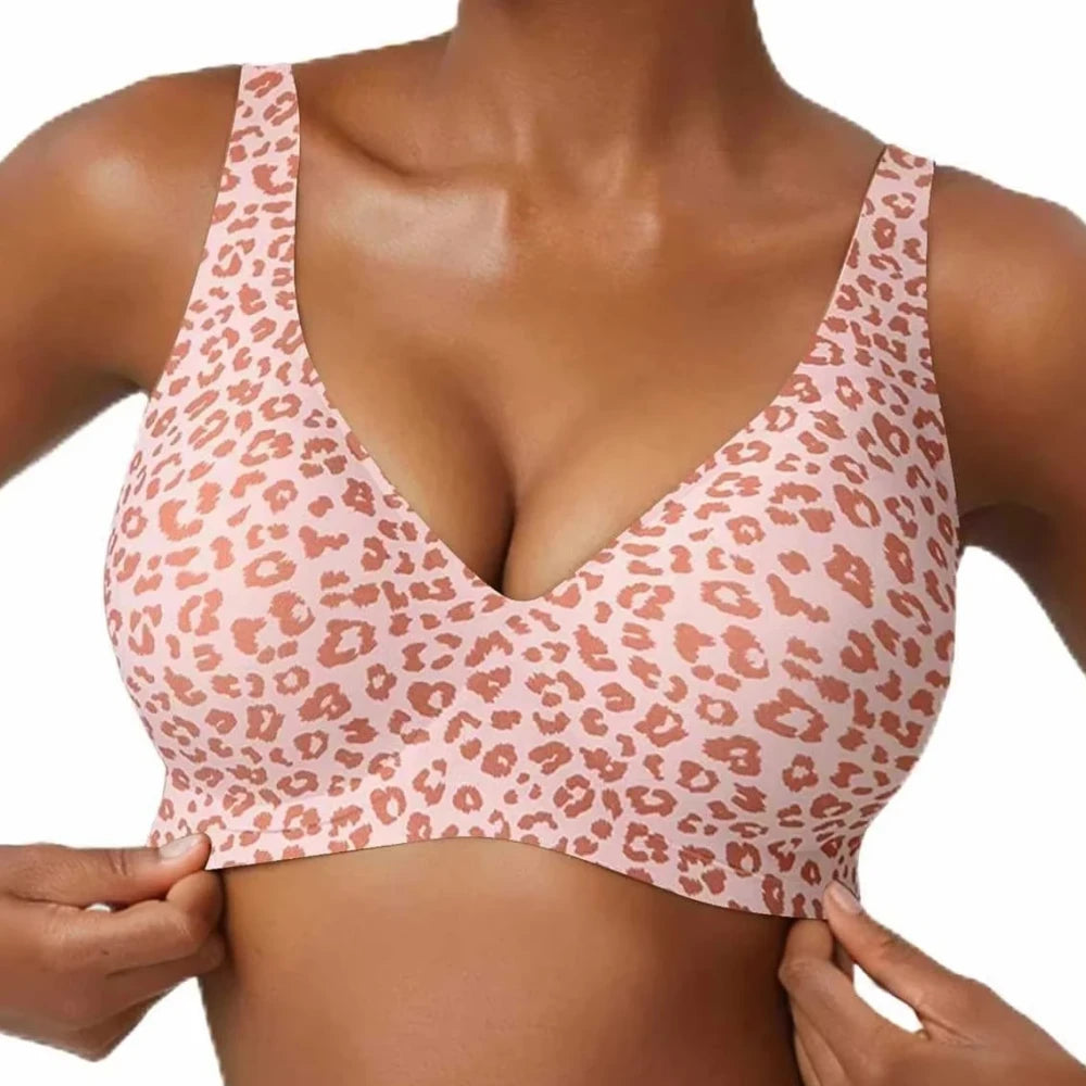 Seamless Leopard Print Wireless Bra