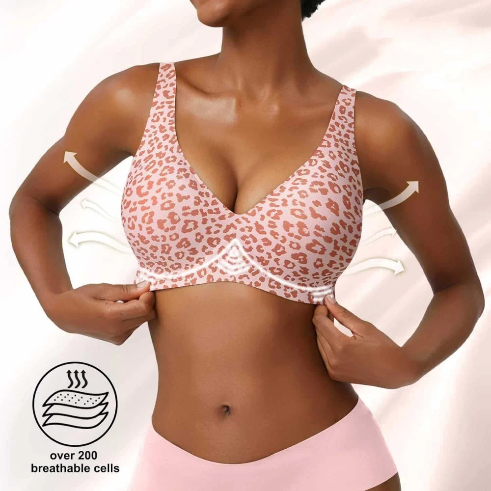 Seamless Leopard Print Wireless Bra