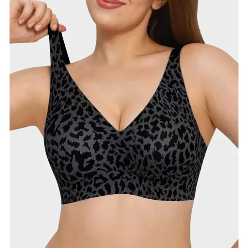 Seamless Leopard Print Wireless Bra