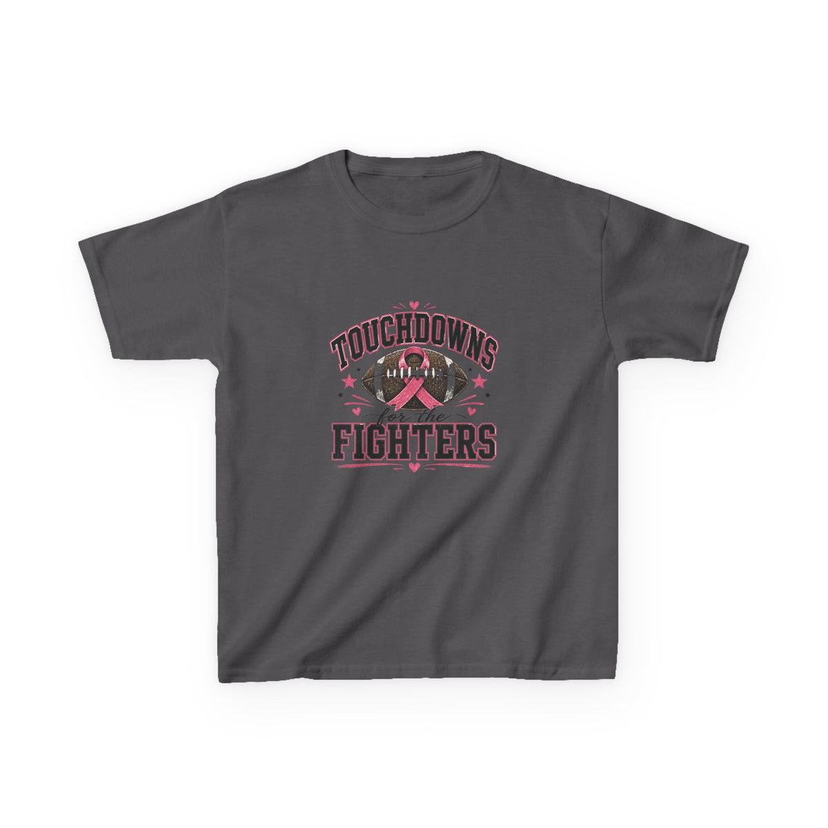 Kids Pink Out Football Shirt | Touchdowns for the Fighters Youth Tee | Breast Cancer Awareness Football Shirt | Pink Ribbon Game Day Tee