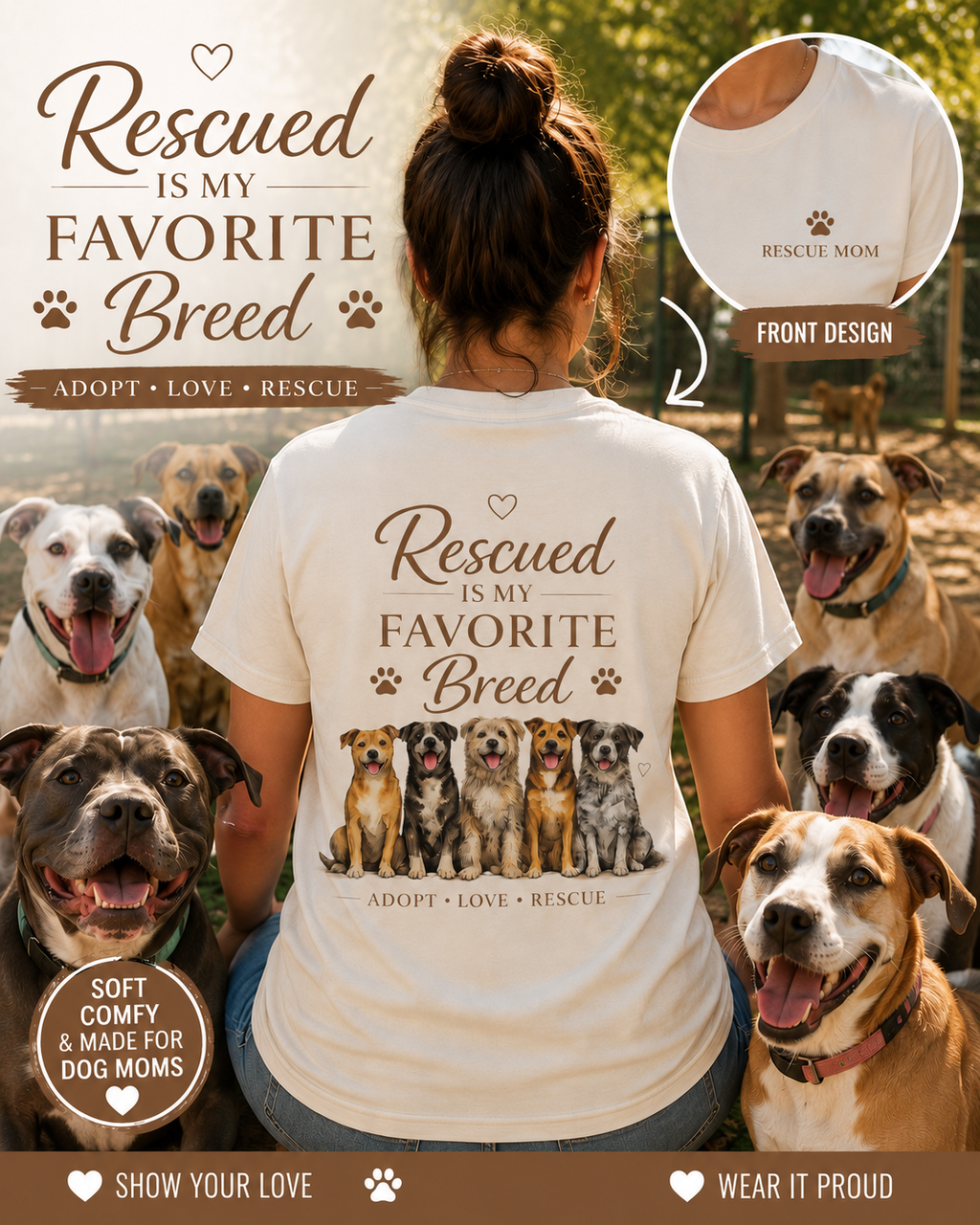 Rescue Is My Favorite Breed T-Shirt | Rescue Dog Tee