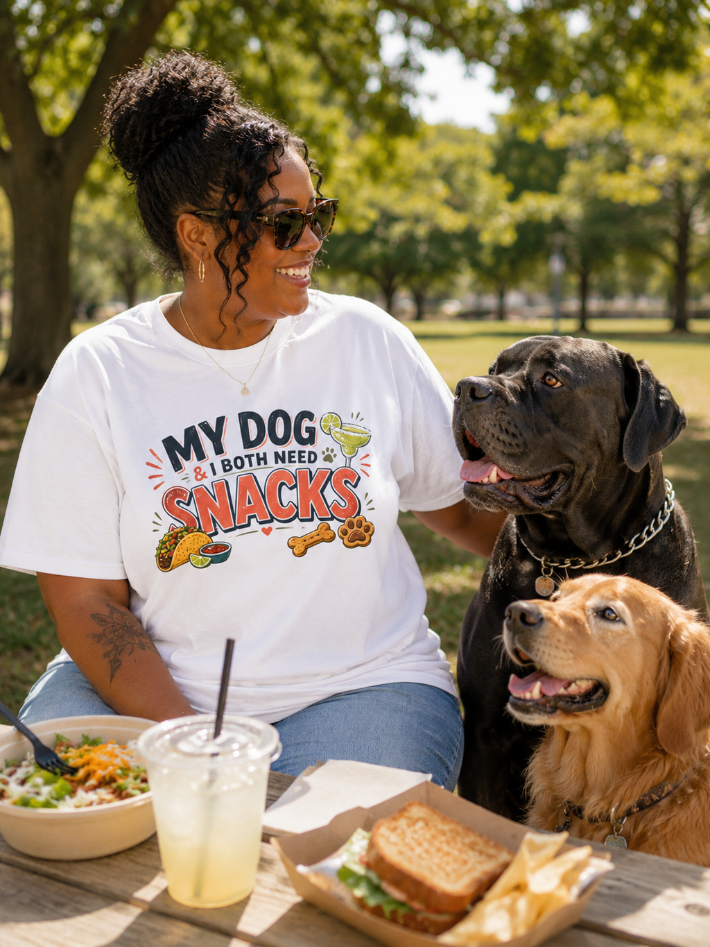 My Dog and I Both Need Snacks T-Shirt | Dog Lover Tee
