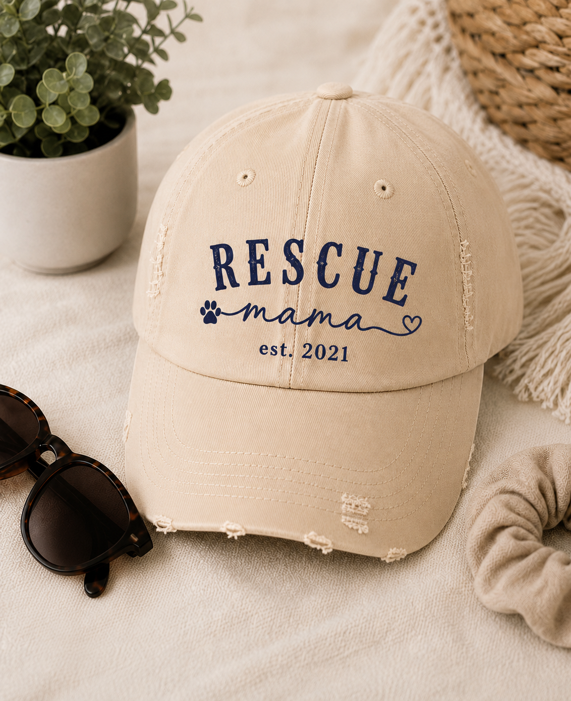 Rescue Mama Distressed Hat