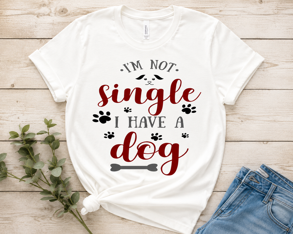 I'm Not Single I Have a Dog T-Shirt | Dog Lover Paw Print Tee
