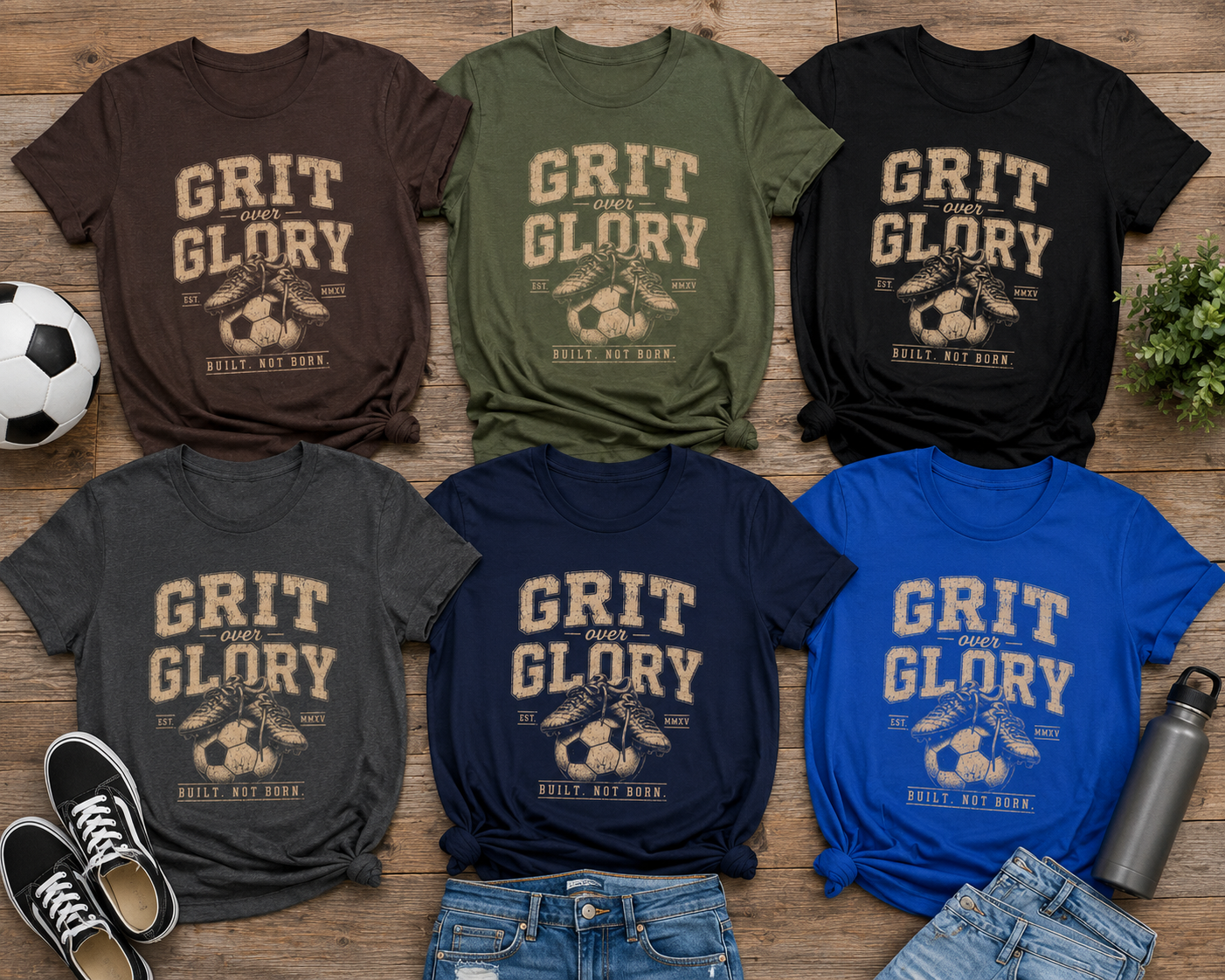Grit Over Glory Soccer Shirt | Vintage Soccer Graphic Tee | Motivational Athlete T-Shirt | Soccer Player Gift | Championship Mindset Shirt