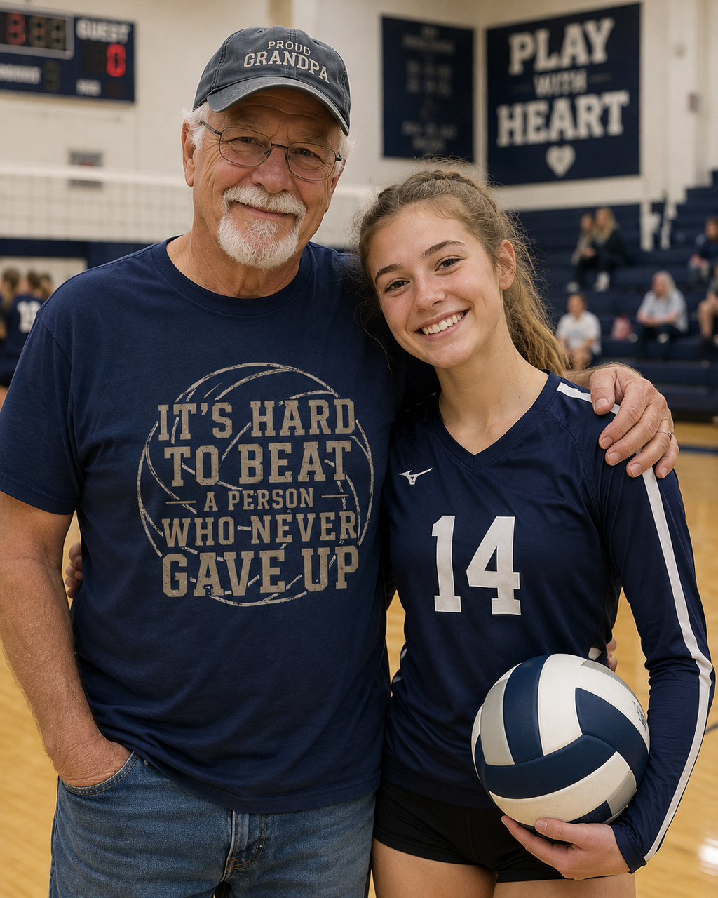 It's Hard To Beat A Person Who Never Gave Up Volleyball Shirt, Inspirational Volleyball Tee, Volleyball Parent Shirt, Athlete Gift
