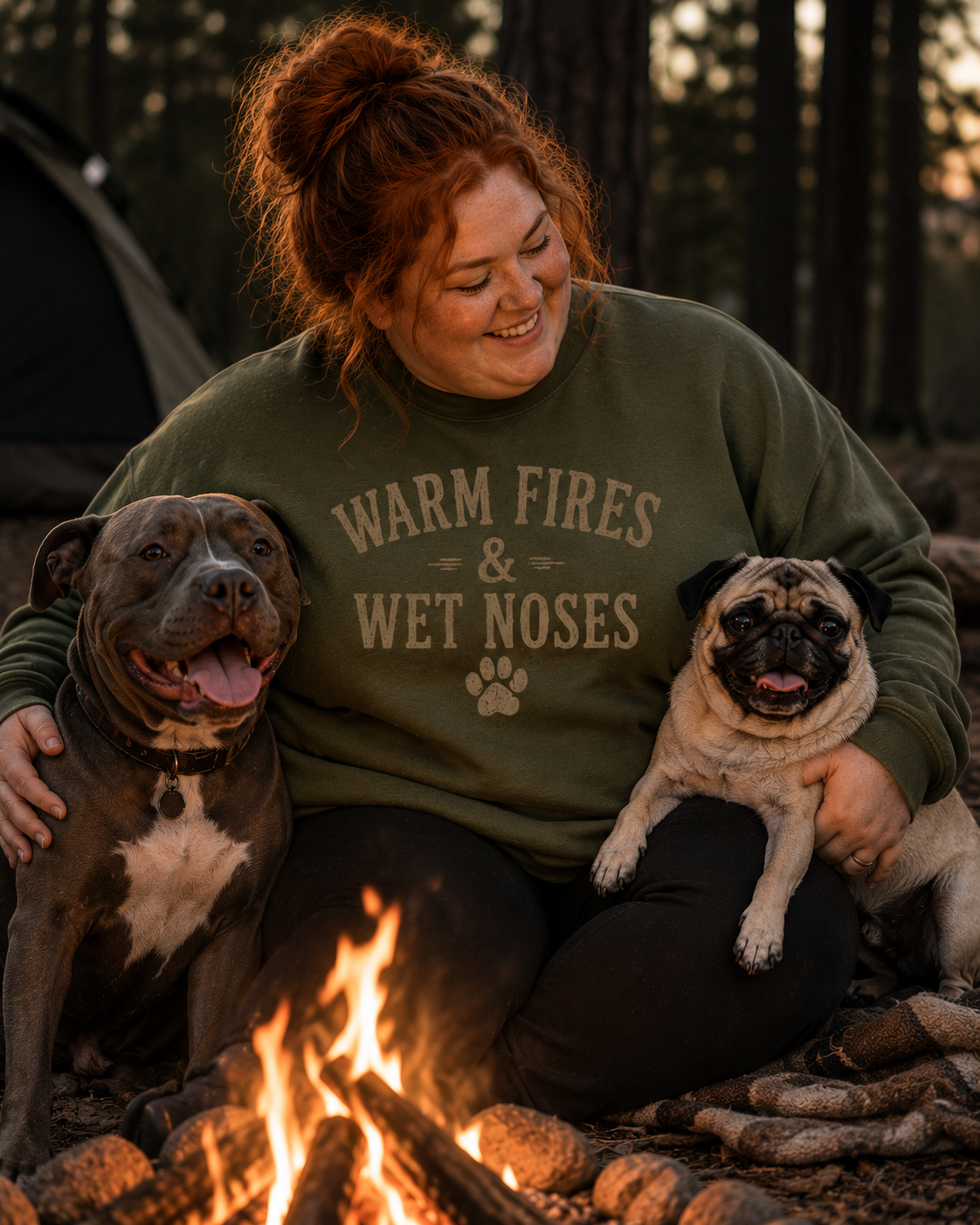 Dog Mom Sweatshirt, Cozy Fall Dog Lover Crewneck, Campfire Dog Sweatshirt, Dog Lover Gift, Autumn Puppy Sweatshirt