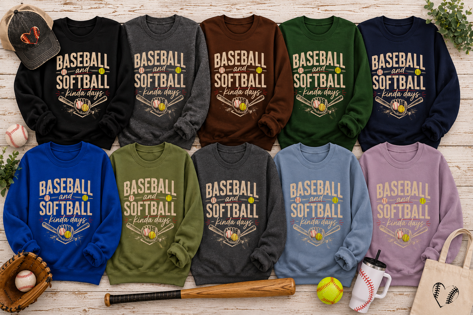 Baseball and Softball Kinda Days Sweatshirt, Sports Mom Sweatshirt, Sports Dad Sweatshirt, Grandparent Sweatshirt