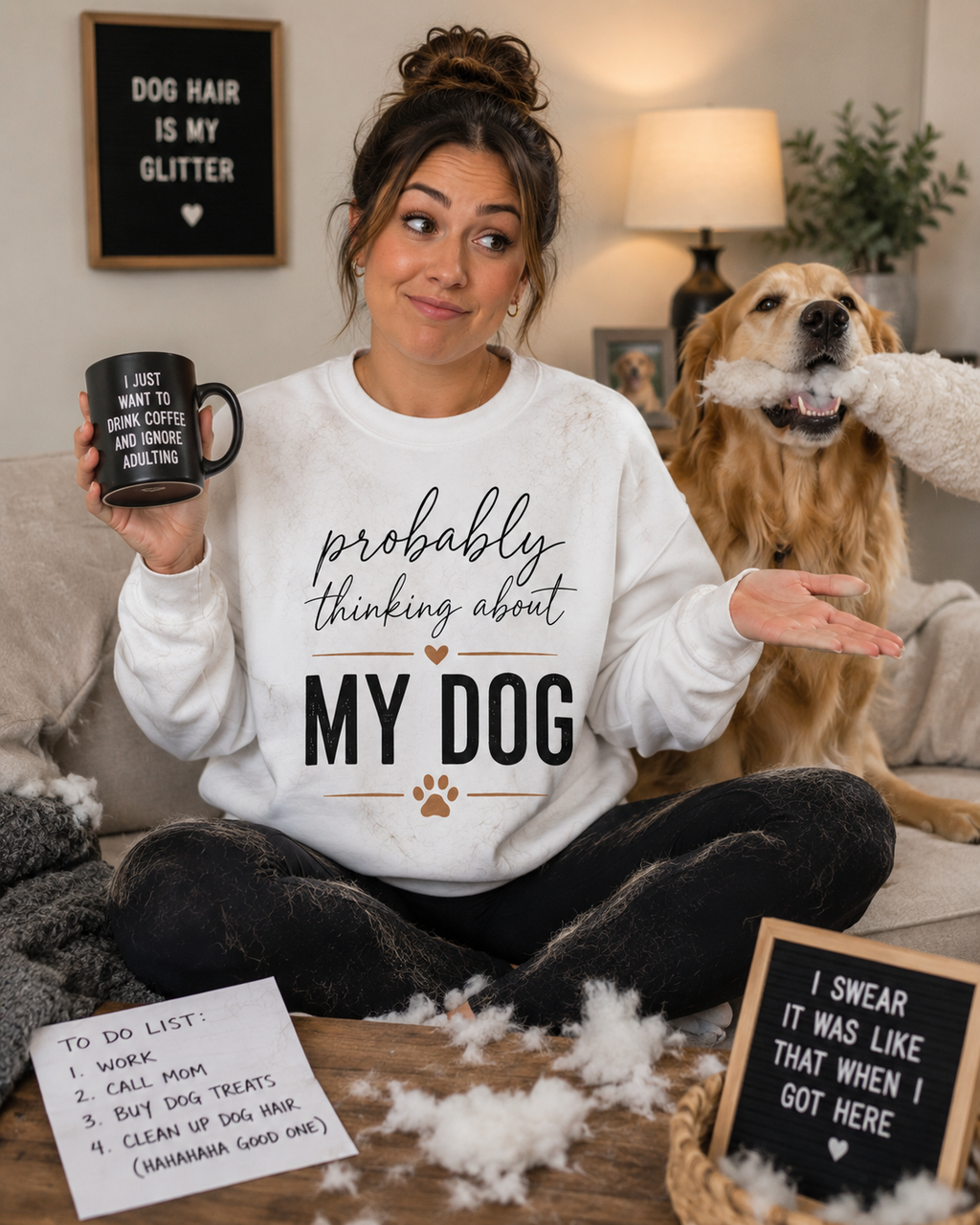 Probably Thinking About My Dog Sweatshirt, Funny Dog Mom Sweatshirt, Dog Lover Gift, Cozy Pet Owner Crewneck, Gift for Dog Mom