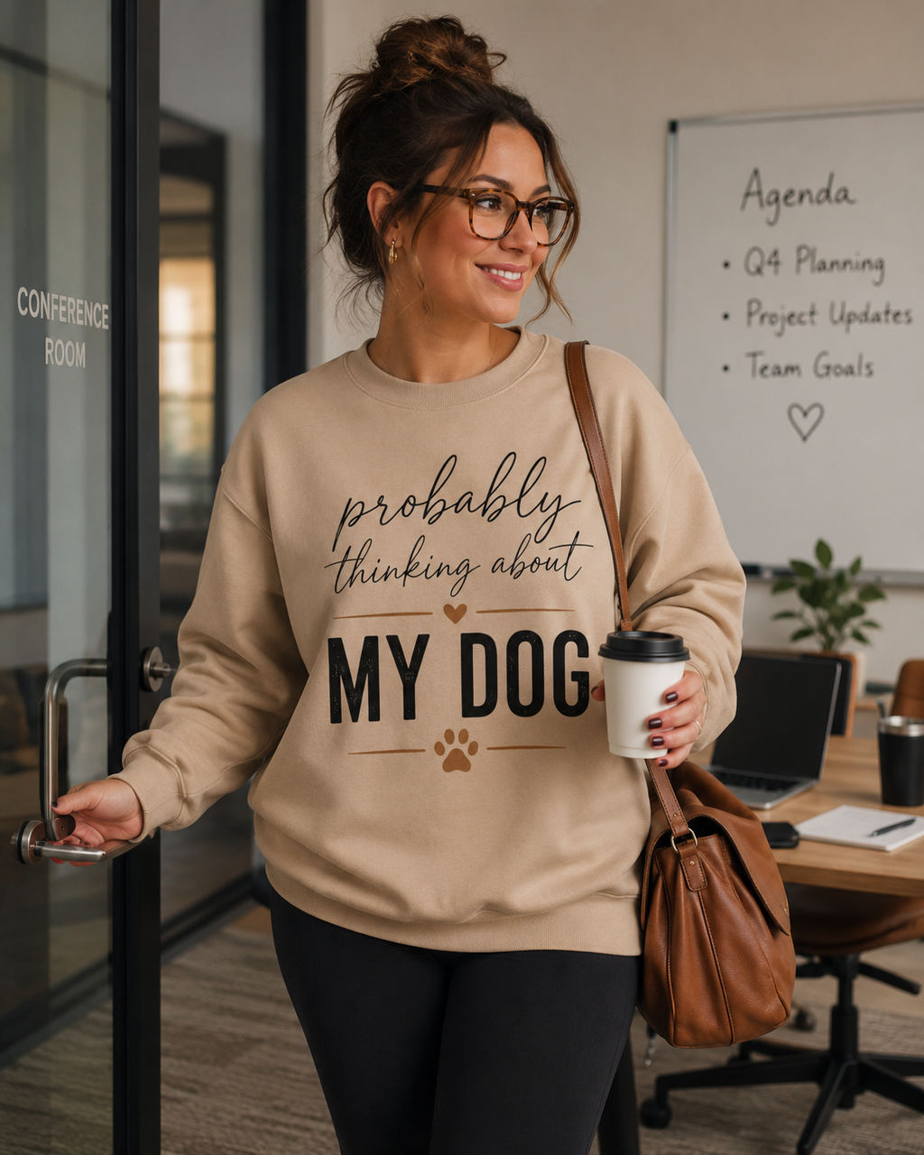 Probably Thinking About My Dog Sweatshirt, Funny Dog Mom Sweatshirt, Dog Lover Gift, Cozy Pet Owner Crewneck, Gift for Dog Mom