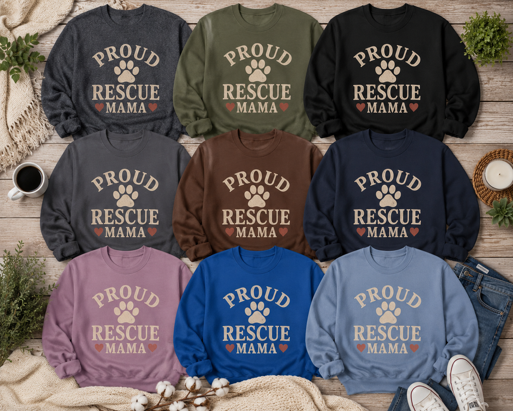 Proud Rescue Mama Sweatshirt, Rescue Dog Mom Crewneck, Shelter Dog Mom Gift, Vintage Dog Lover Sweatshirt, Adopt Don't Shop Gift