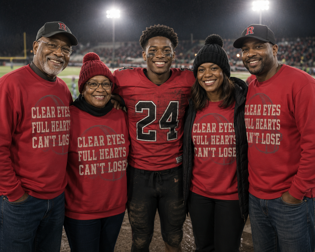 Football Family Sweatshirt, Clear Eyes Full Hearts Can't Lose Crewneck, Friday Night Football Shirt, Football Mom Dad Grandparents Gift