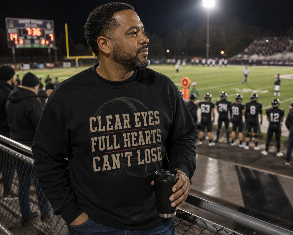 Football Family Sweatshirt, Clear Eyes Full Hearts Can't Lose Crewneck, Friday Night Football Shirt, Football Mom Dad Grandparents Gift