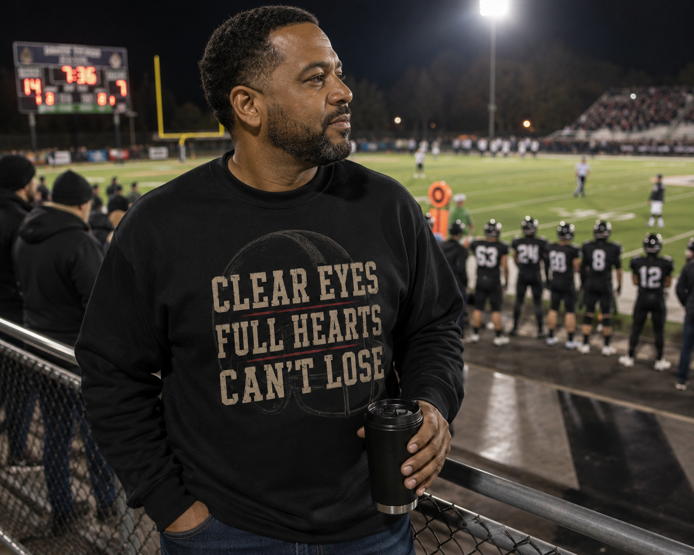Football Family Sweatshirt, Clear Eyes Full Hearts Can't Lose Crewneck, Friday Night Football Shirt, Football Mom Dad Grandparents Gift