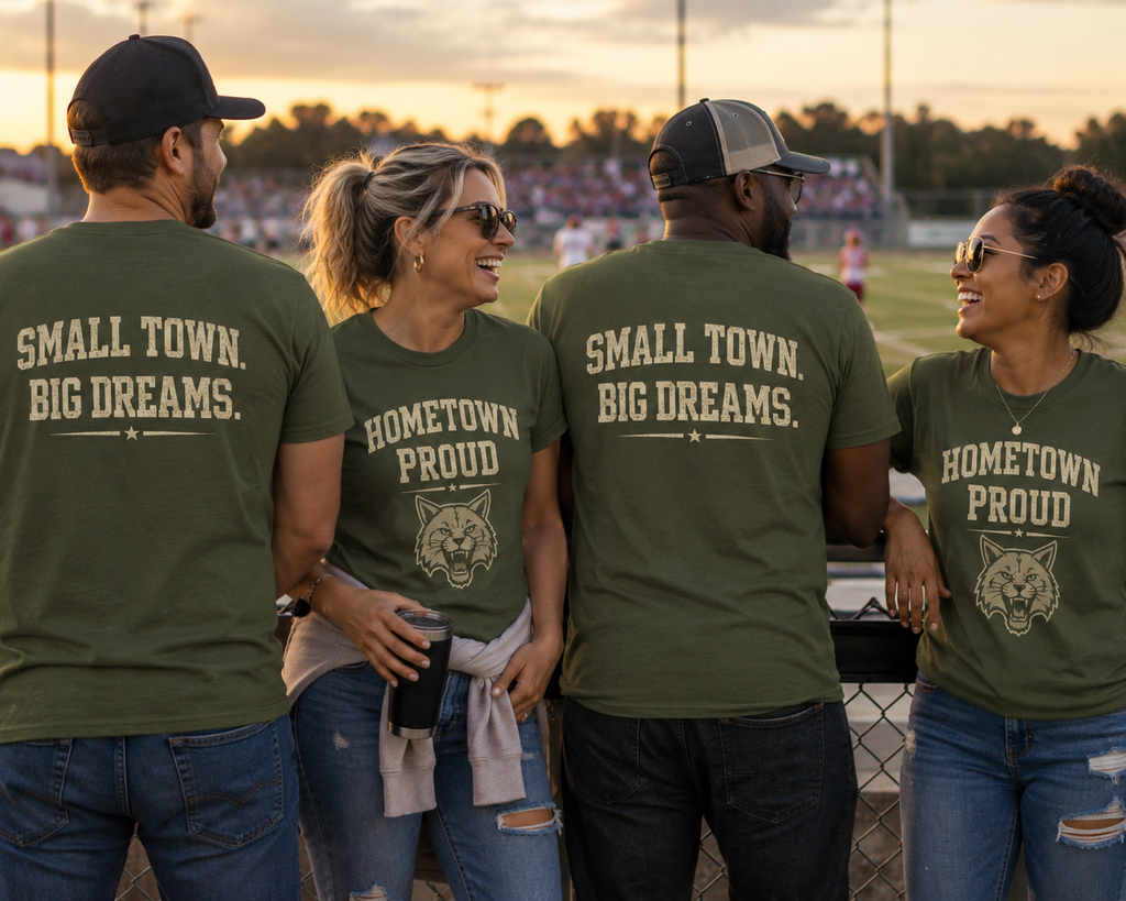 Custom Hometown Proud Shirt | Personalized School Mascot Tee | Small Town Big Dreams | Football Soccer Baseball Game Day Shirt