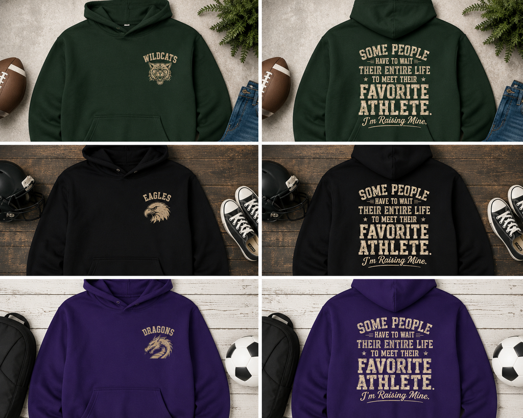 Personalized Sports Mom Hoodie, Sports Dad Sweatshirt, Custom Team Mascot Hoodie, Favorite Athlete Hoodie, Game Day Gift