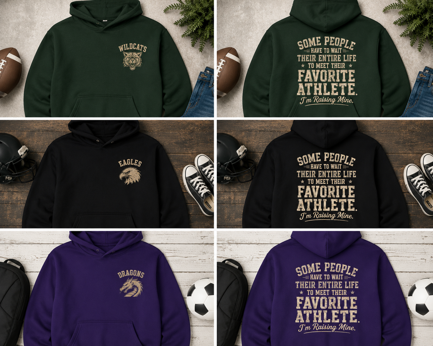 Personalized Sports Mom Hoodie, Sports Dad Sweatshirt, Custom Team Mascot Hoodie, Favorite Athlete Hoodie, Game Day Gift