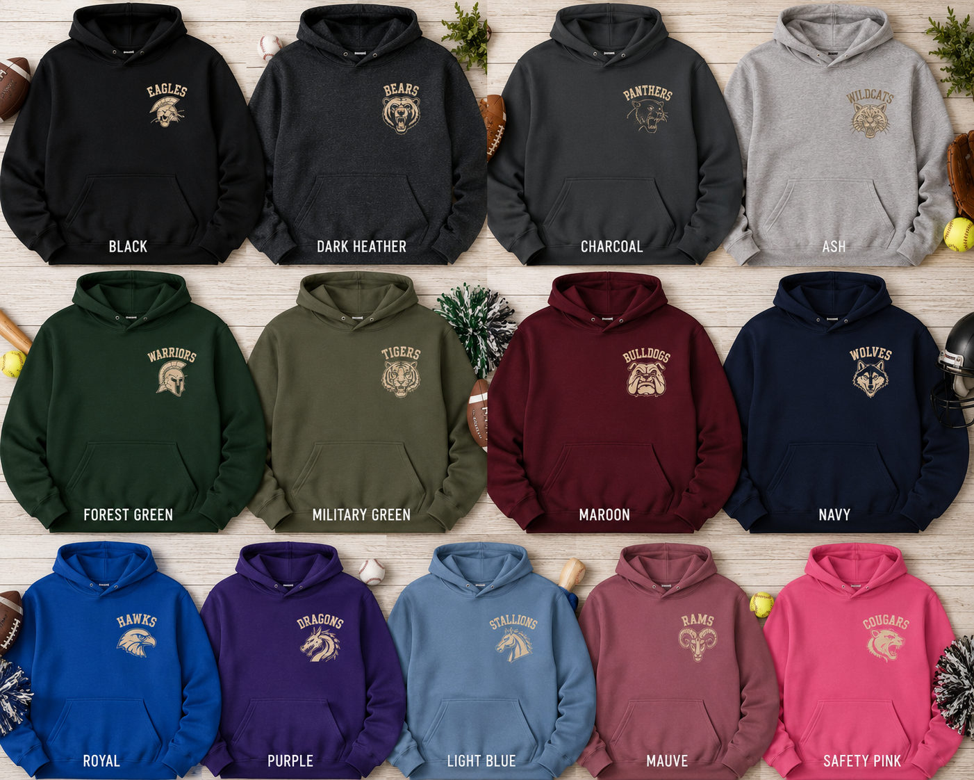 Personalized Sports Mom Hoodie, Sports Dad Sweatshirt, Custom Team Mascot Hoodie, Favorite Athlete Hoodie, Game Day Gift