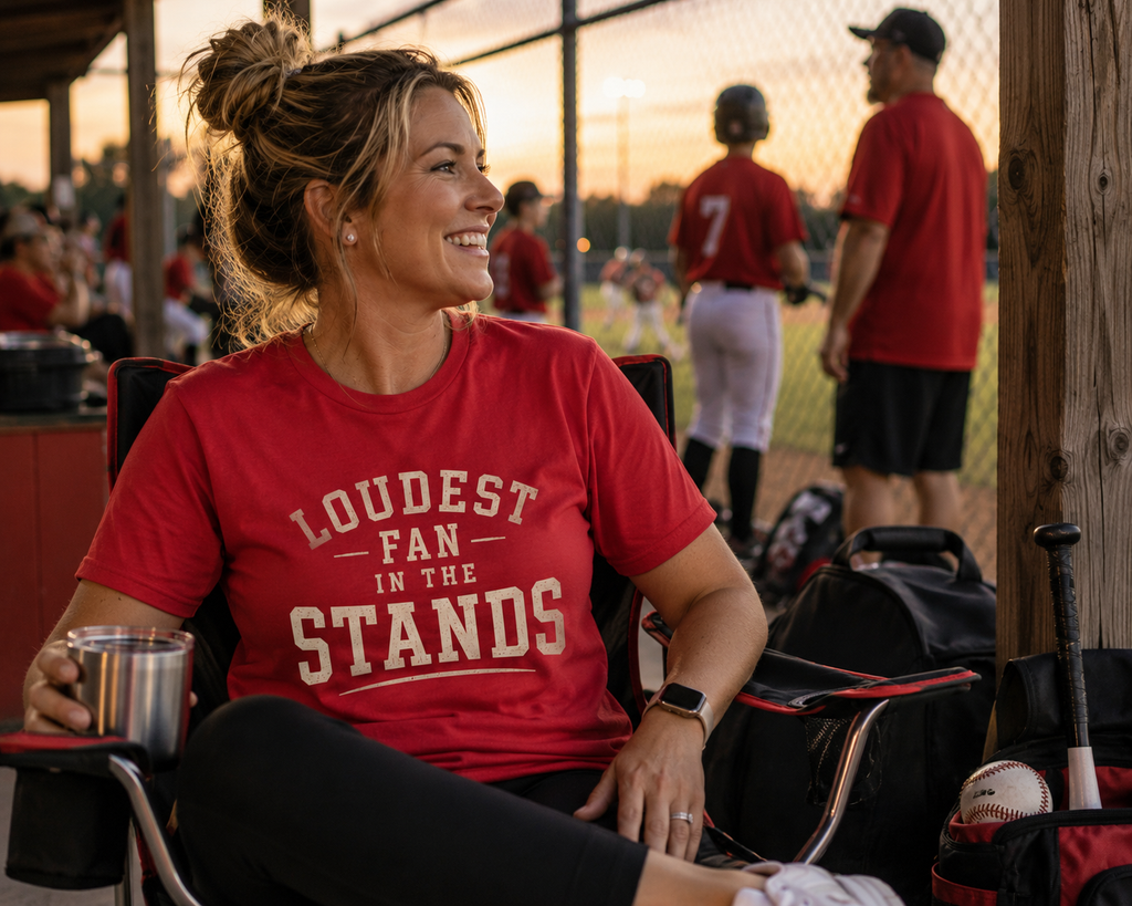 Loudest Fan in the Stands T-Shirt | Baseball Mom Shirt | Softball Mom Tee | Sports Dad Shirt | Football Soccer Basketball Fan