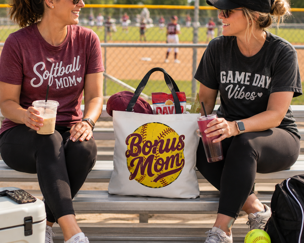 Bonus Mom Softball Tote Bag | All-Over Print Tote