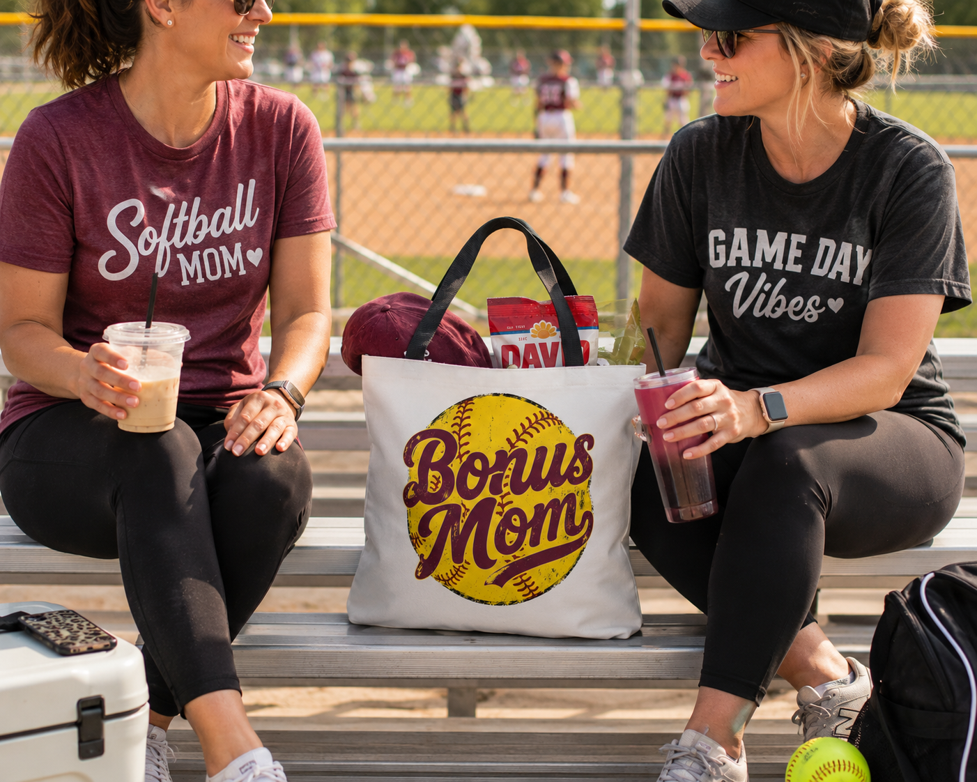Bonus Mom Softball Tote Bag | All-Over Print Tote